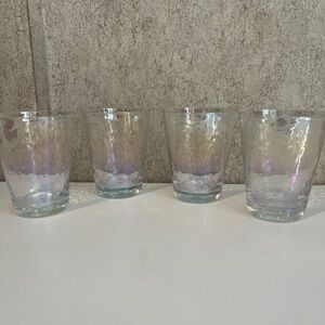 Anthropologie Iridescent Glass Tumblers Set of 4